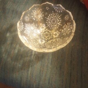 Clear Crystal Glass Decorative Bowl with Snowflake Design